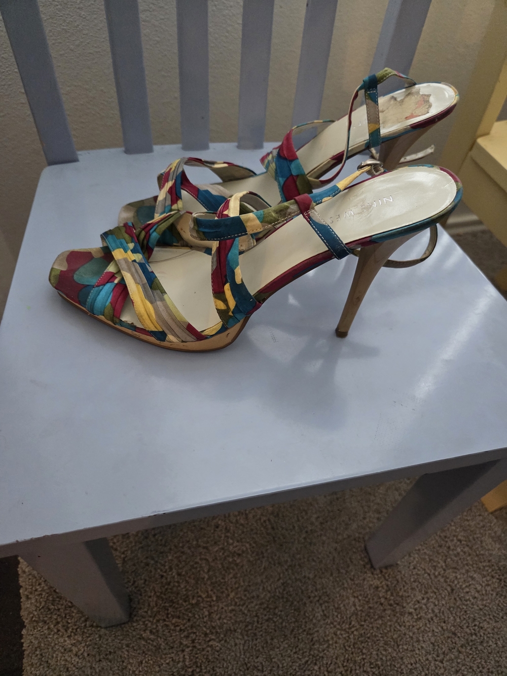 Nine West Multicolor Strappy Slingback Heels - Women